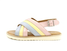 Angulus ice blue/mellow yellow/pale rose buckle sandal